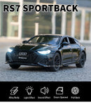 Audi RS7 Sportback, liga metálica fundida, 6 portas abertas com pneus de borracha retráteis, ornamento, veículo, brinquedos, presentes