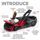 REVUELTO Miniatura Modelo Brinquedo Carros Esportivos Liga Fundida Supercarros Som Luz Portas Abertas Puxe para Trás para Presentes de Crianças