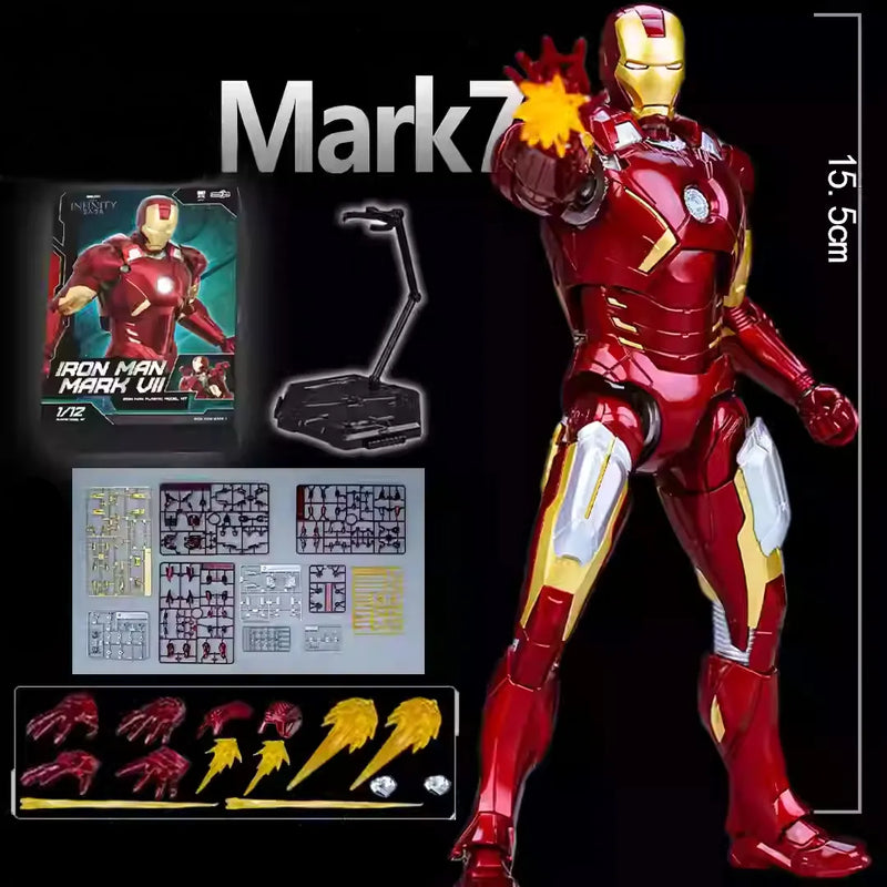 Homem de Ferro FondJoy LED MK42 MK43 MK46 MK1 MK2 MK3 MK4 Brinquedos DIY Figura de Ação Coleção Tony Stark Modelo de Anime Presente para Crianças