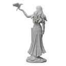 Estátua de Resina Morrigan – Deusa Celta da Guerra com Corvo e Espada | Acabamento Bronzeado para Decoração Mitológica