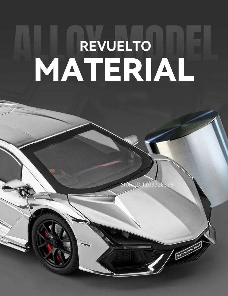 REVUELTO Miniatura Modelo Brinquedo Carros Esportivos Liga Fundida Supercarros Som Luz Portas Abertas Puxe para Trás para Presentes de Crianças