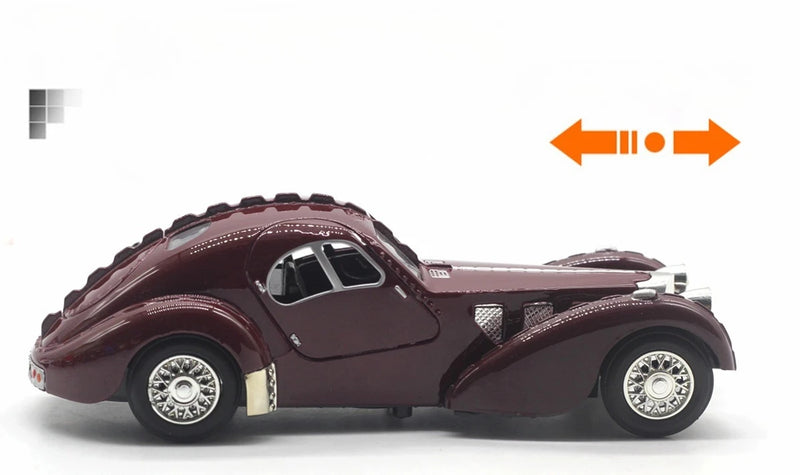 Bugatti 57SC Atlantic Classic Car Simulação Diecast Metal Alloy Model Car Coleção de brinquedos para crianças Presentes