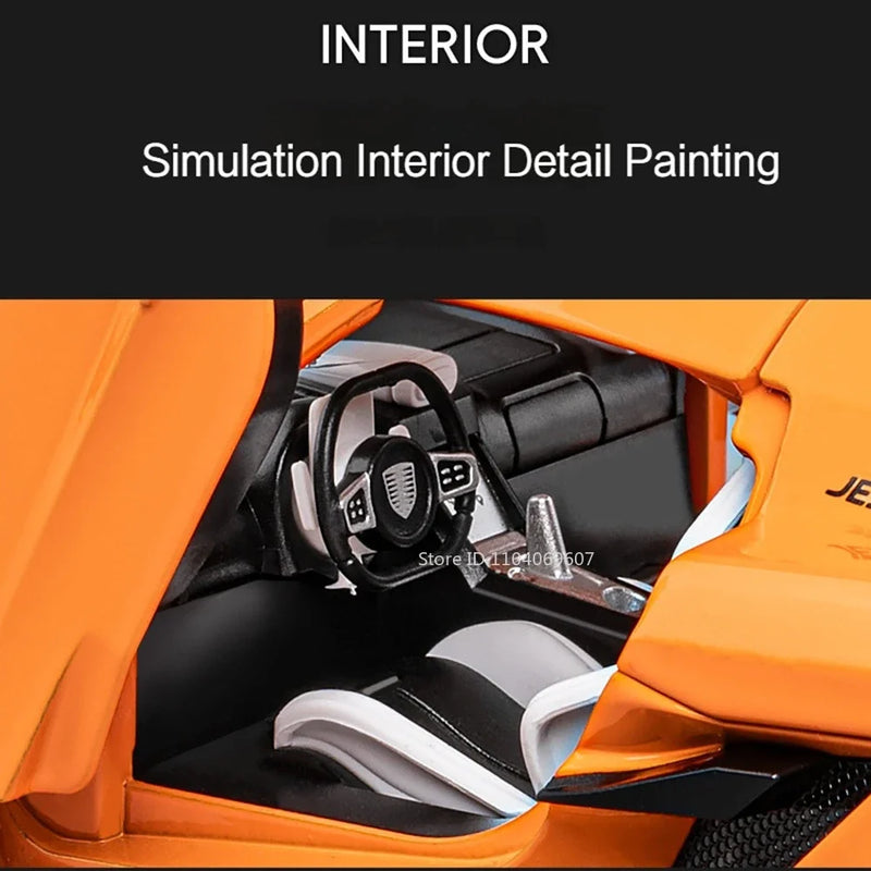 Jesko Super Car Model Toys Metal Diecast Light Music Pull Back Sports Cars Models Collection Racing Vehicle Gift Boys