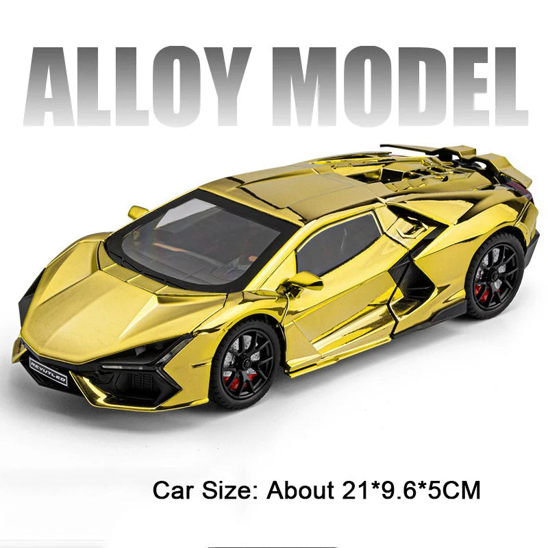 REVUELTO Miniatura Modelo Brinquedo Carros Esportivos Liga Fundida Supercarros Som Luz Portas Abertas Puxe para Trás para Presentes de Crianças