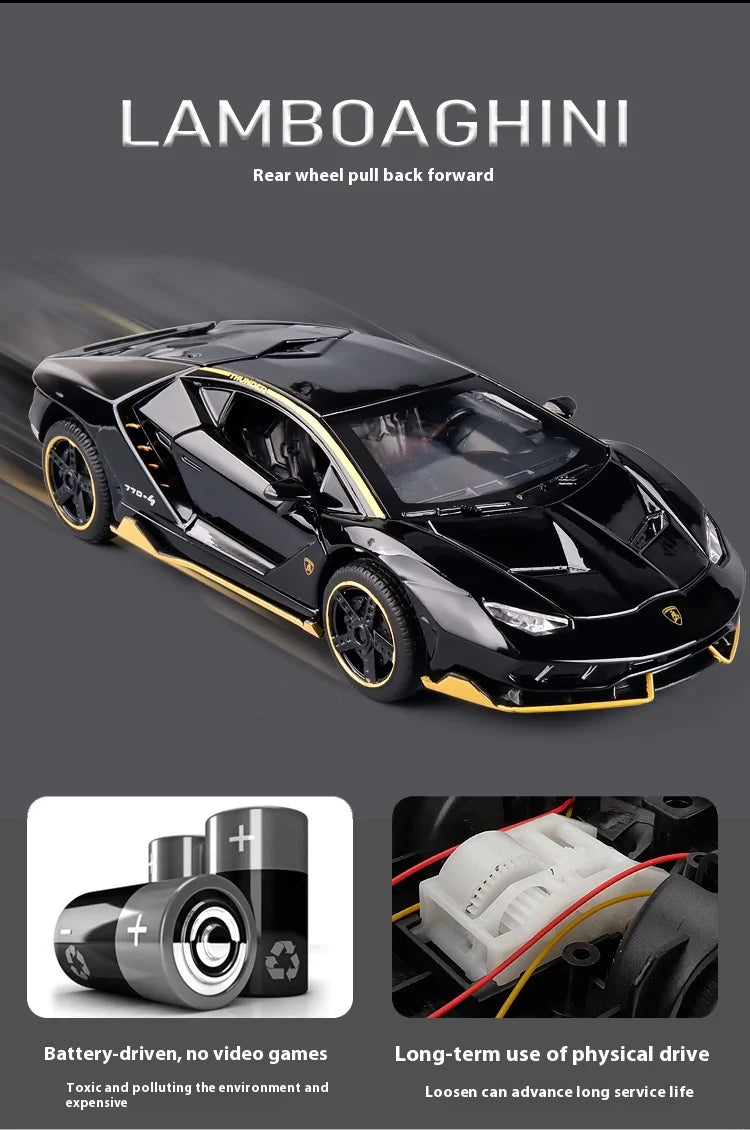 Lamborghini Centenario Lp770 diecast  modelo carros liga automóveis brinquedos presente para crianças puxar para trás luz música