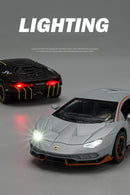 Lamborghini LP780-4 liga modelo de carro ornamentos, som e luz brinquedo menino presente