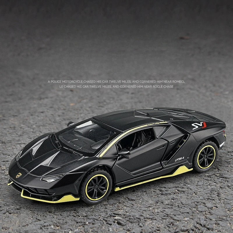 Lamborghini LP780-4 liga modelo de carro ornamentos, som e luz brinquedo menino presente