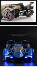 GT V12 Super Concept Sports Car Alloy Metal Diecast Modelo de Carro Som Luz Brinquedos Infantis