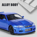 GTR R34 SKYLINE Liga Rápida Simulação Carro Modelo Diecasts & Veículos de Brinquedo e Carros Decoração Brinquedos para Crianças