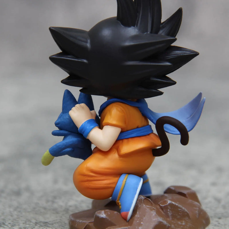 Dragon Ball Childhood Little Goku Hugs Puer Ya Mu Tea Little Follower Figures Doll Pvc Model Statue Collection Toys Ornamen Gift
