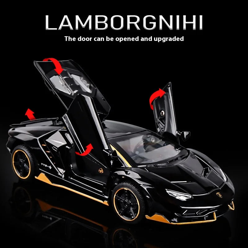 Lamborghini Centenario Lp770 diecast  modelo carros liga automóveis brinquedos presente para crianças puxar para trás luz música
