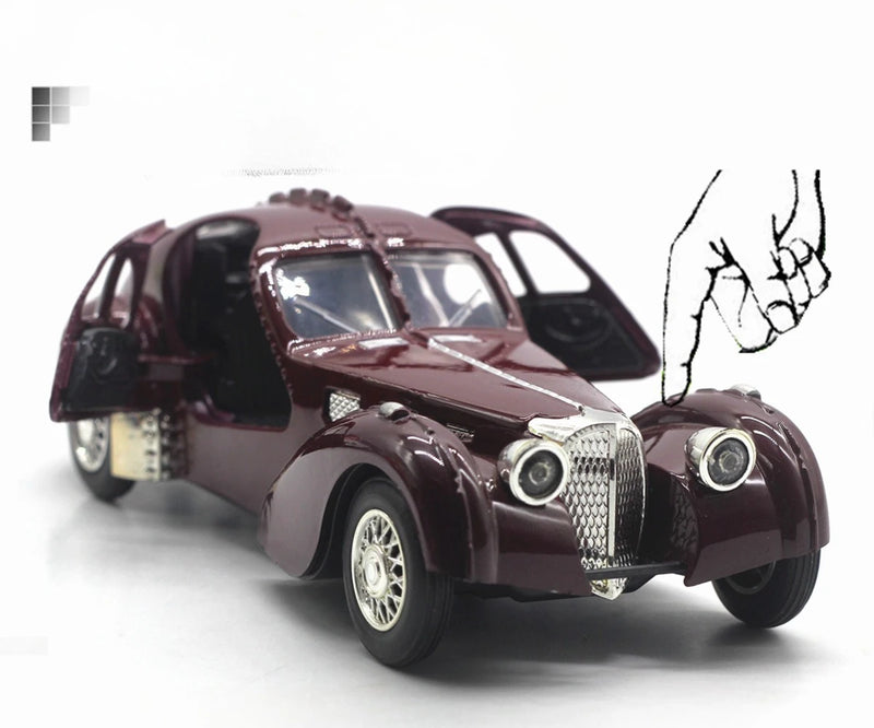Bugatti 57SC Atlantic Classic Car Simulação Diecast Metal Alloy Model Car Coleção de brinquedos para crianças Presentes