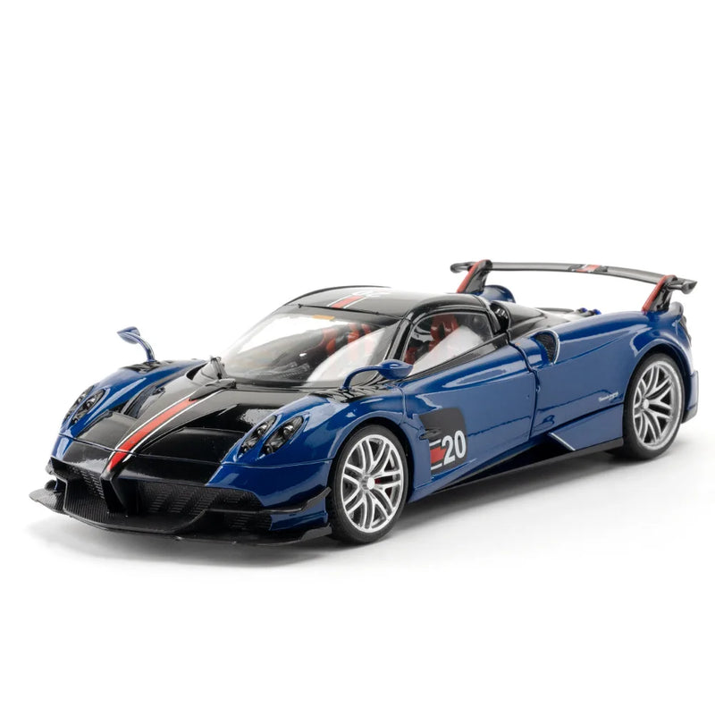 Pagani Huayra BC Blu Francia/Candy Blue com detalhes em carbono, modelo de carro 1/18 da Autoart