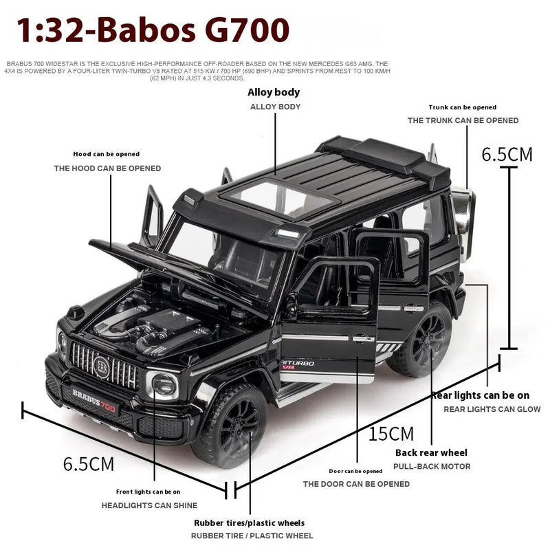 G700 Liga Modelo de Carro Simulação Brinquedo Diecast Veículos Off-road SUV Com Som e Luz Colecionável Presente Infantil 1/32 G700 Liga