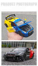 GTR Revuelto Carro de Liga de Brinquedo Miniatura Diecast Supercarro Portas Abertas Som Luz Puxar Volante Dianteiro Carros de Direção Presente para Criança