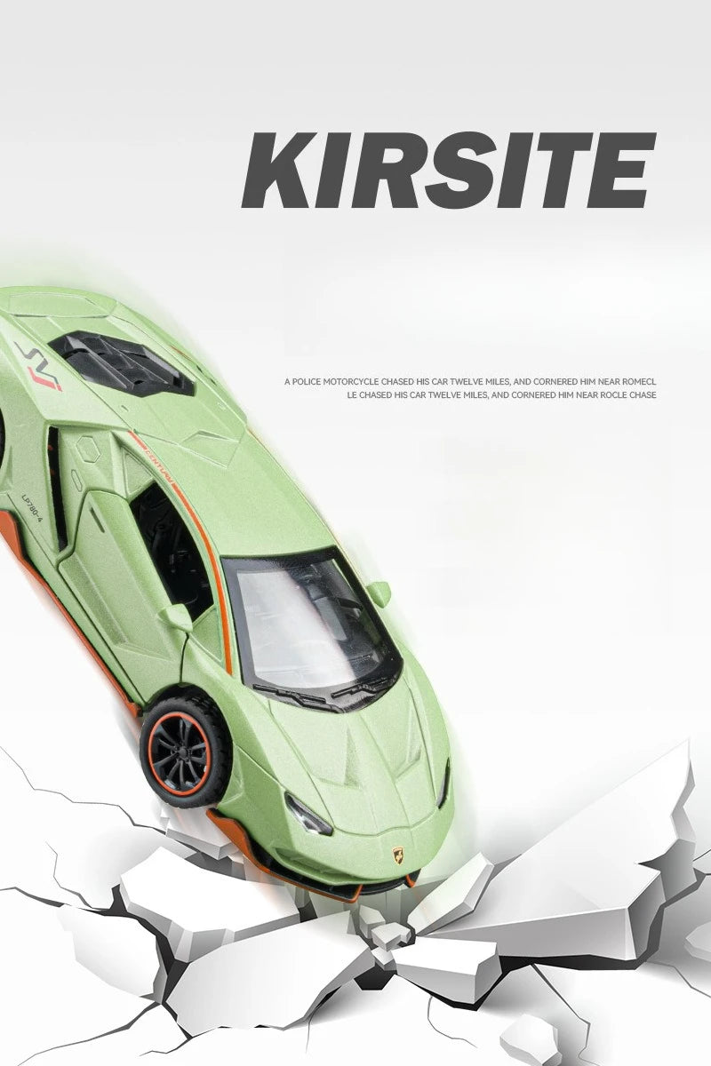 Lamborghini LP780-4 liga modelo de carro ornamentos, som e luz brinquedo menino presente