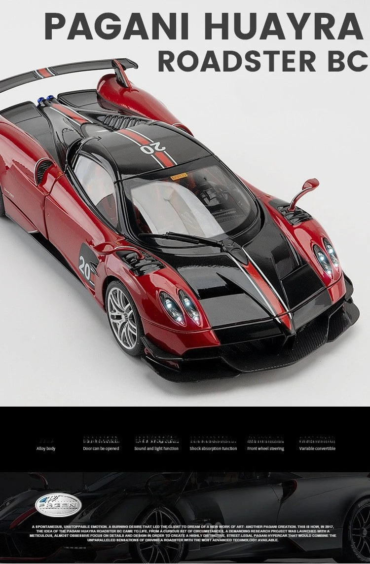 Pagani Huayra BC Blu Francia/Candy Blue com detalhes em carbono, modelo de carro 1/18 da Autoart