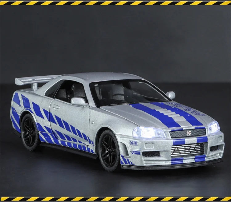 GTR R34 SKYLINE Liga Rápida Simulação Carro Modelo Diecasts & Veículos de Brinquedo e Carros Decoração Brinquedos para Crianças