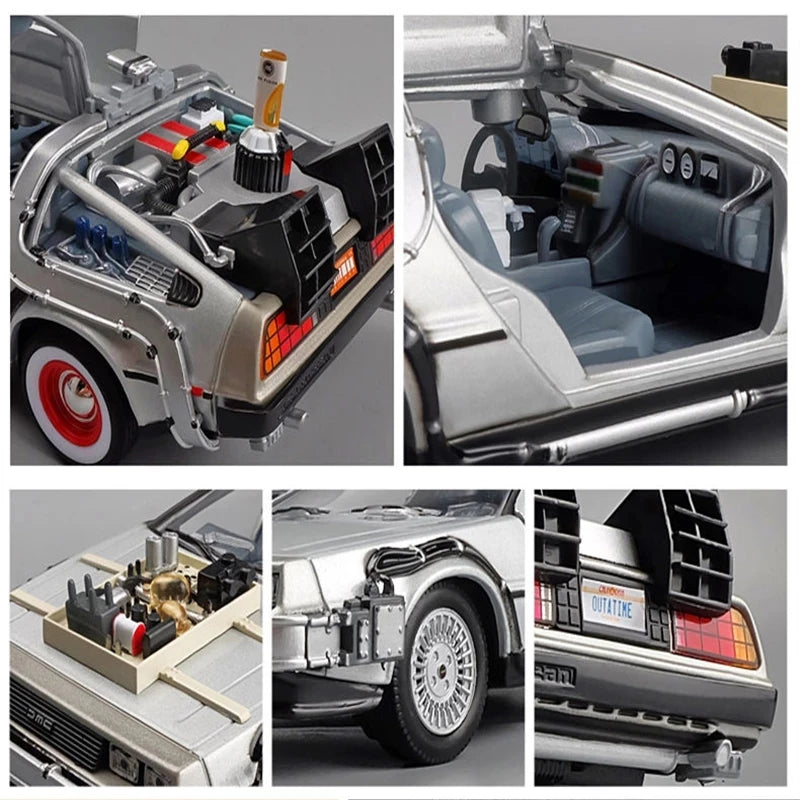 DeLorean Time Machine De Volta para o Futuro Modelo de Carro de Metal Fundido Simulação Coleção Brinquedo Infantil Presente