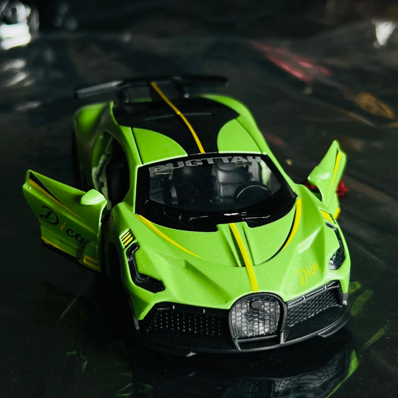 Bugatti modelo de carro de liga infantil, simulação de menino, modelo de carro que pode ser aberto, carro de brinquedo, novo enfeite famoso da internet