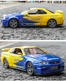 GTR R34 SKYLINE Liga Rápida Simulação Carro Modelo Diecasts & Veículos de Brinquedo e Carros Decoração Brinquedos para Crianças