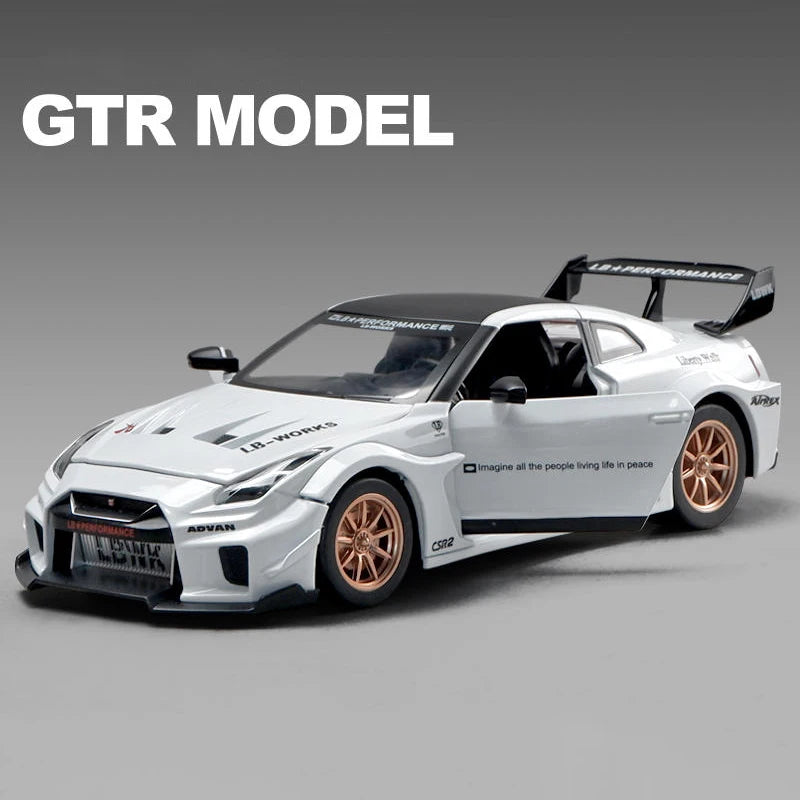 Nissan Skyline Ares GTR R35 Diecasts e veículos de brinquedo, modelo de carro de brinquedo de metal, simulação de alta qualidade, coleção de brinquedos para crianças
