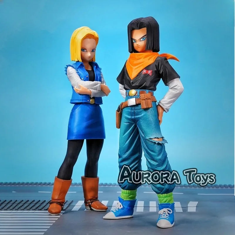 Figura de ação de anime Dragon Ball Z Android 18 e Android 17 em PVC,  24 cm coleção de brinquedos e presentes