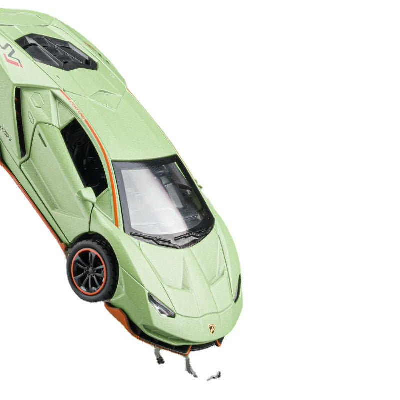 Lamborghini LP780-4 liga modelo de carro ornamentos, som e luz brinquedo menino presente