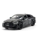 Audi RS7 Sportback, liga metálica fundida, 6 portas abertas com pneus de borracha retráteis, ornamento, veículo, brinquedos, presentes