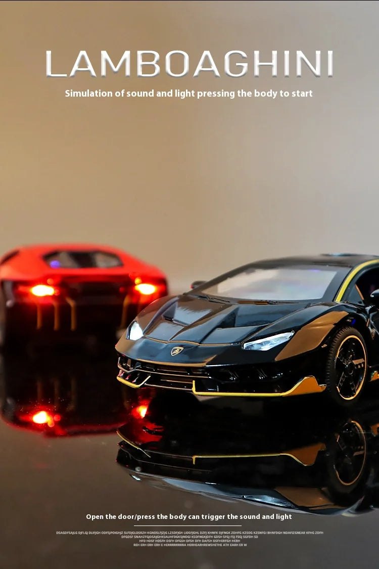 Lamborghini Centenario Lp770 diecast  modelo carros liga automóveis brinquedos presente para crianças puxar para trás luz música