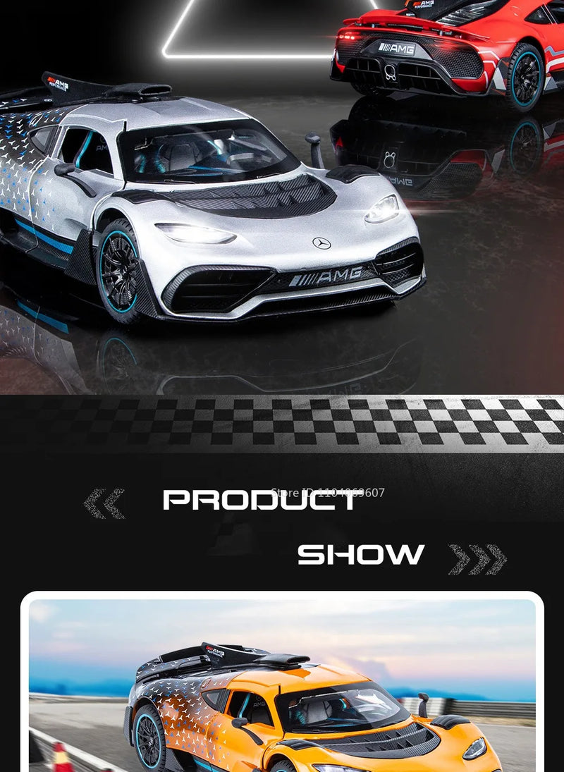 ONE Sports Car Modelo Brinquedo Modificado Metal Diecast Veículos de Roda Livre Simulação Som e Luz Presente para Crianças