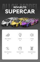 REVUELTO Miniatura Modelo Brinquedo Carros Esportivos Liga Fundida Supercarros Som Luz Portas Abertas Puxe para Trás para Presentes de Crianças