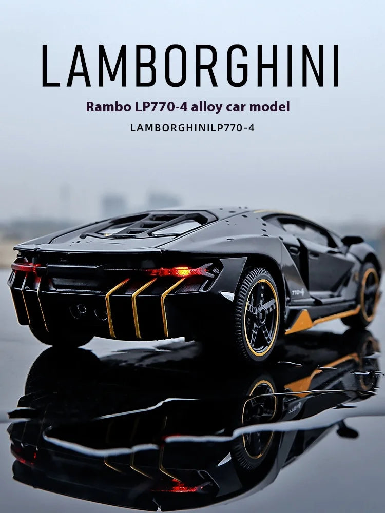 Lamborghini Centenario Lp770 diecast  modelo carros liga automóveis brinquedos presente para crianças puxar para trás luz música