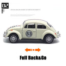 Carro de corrida vintage modelo fusca clássico miniatura  fundido 15 cm, liga de metal de alta qualidade, puxador manual, adequado para maiores de 3 anos, carro clássico colecionável