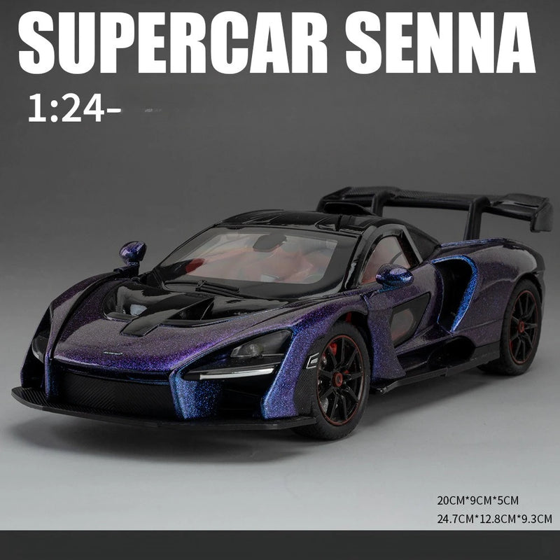 McLaren Senna Liga de Metal Fundido Modelo de Carro Som e Luz Coleção Hobby Super Racing Serie Presente de Aniversário para Menino