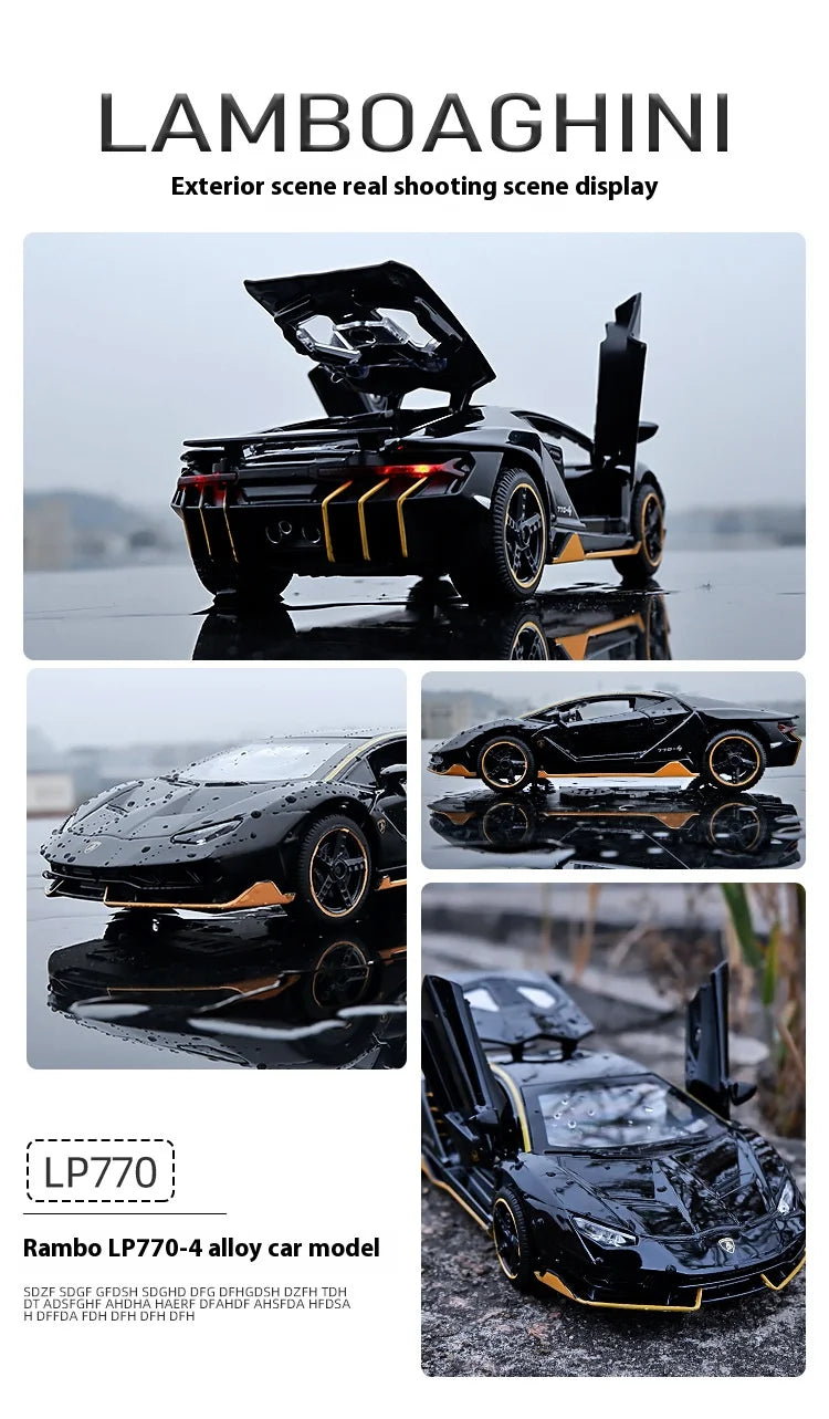 Lamborghini Centenario Lp770 diecast  modelo carros liga automóveis brinquedos presente para crianças puxar para trás luz música