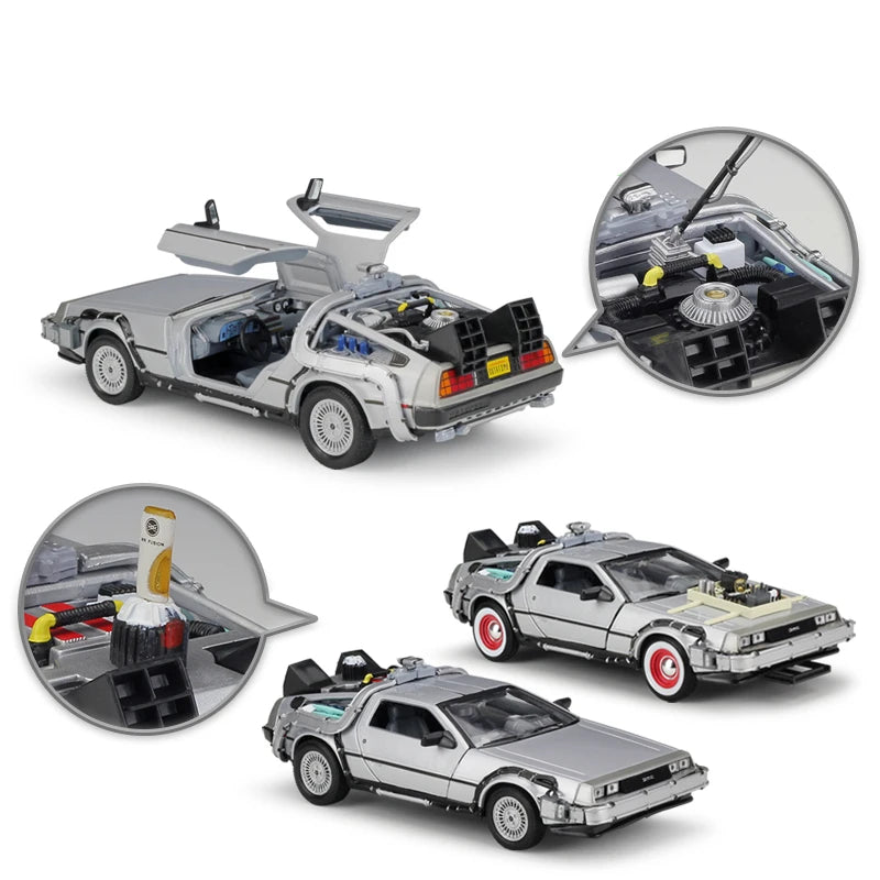 DeLorean Time Machine De Volta para o Futuro Modelo de Carro de Metal Fundido Simulação Coleção Brinquedo Infantil Presente