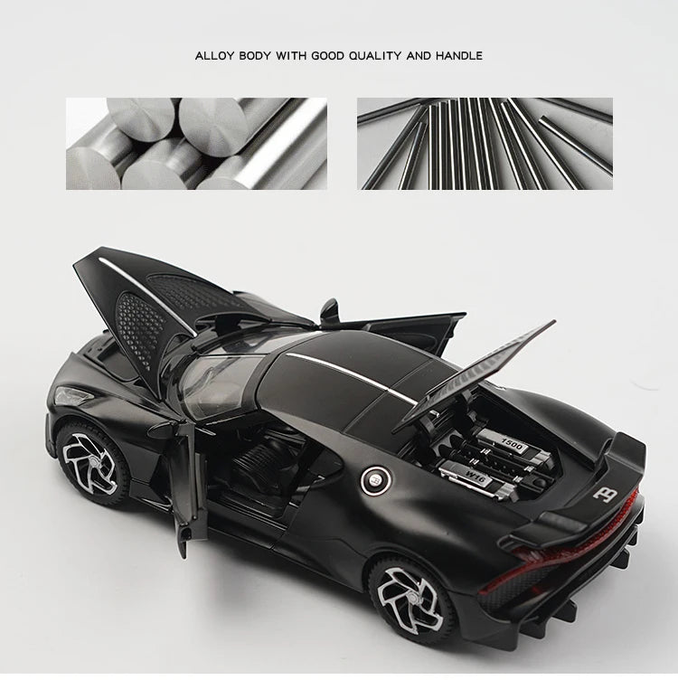Brinquedos Bugatti La Voiture Noire Liga Fundida Simulação Brinquedo Veículos Modelos Meninos Presentes para Crianças