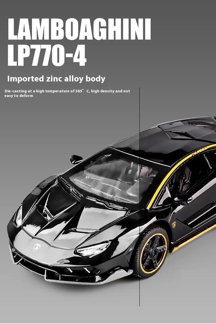 Lamborghini Centenario Lp770 diecast  modelo carros liga automóveis brinquedos presente para crianças puxar para trás luz música