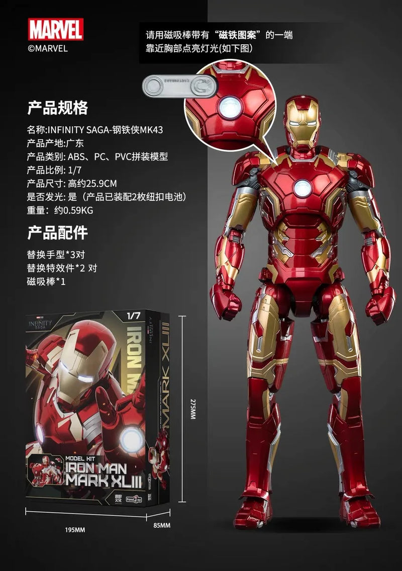 Homem de Ferro FondJoy LED MK42 MK43 MK46 MK1 MK2 MK3 MK4 Brinquedos DIY Figura de Ação Coleção Tony Stark Modelo de Anime Presente para Crianças