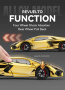 REVUELTO Miniatura Modelo Brinquedo Carros Esportivos Liga Fundida Supercarros Som Luz Portas Abertas Puxe para Trás para Presentes de Crianças