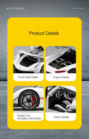 Jesko Super Car Model Toys Metal Diecast Light Music Pull Back Sports Cars Models Collection Racing Vehicle Gift Boys