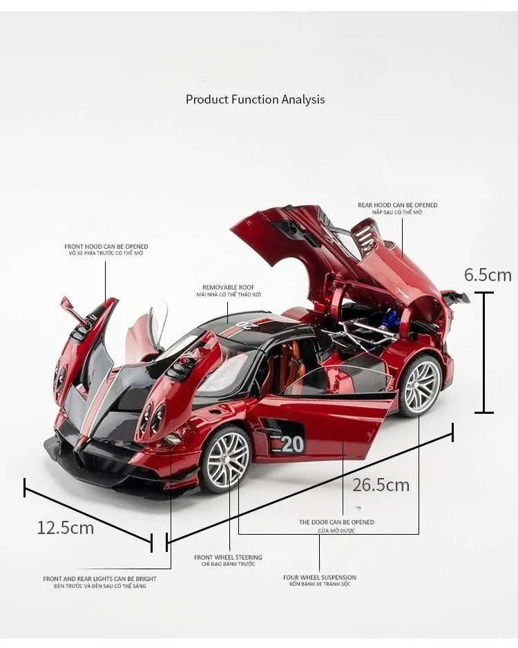 Pagani Huayra BC Blu Francia/Candy Blue com detalhes em carbono, modelo de carro 1/18 da Autoart