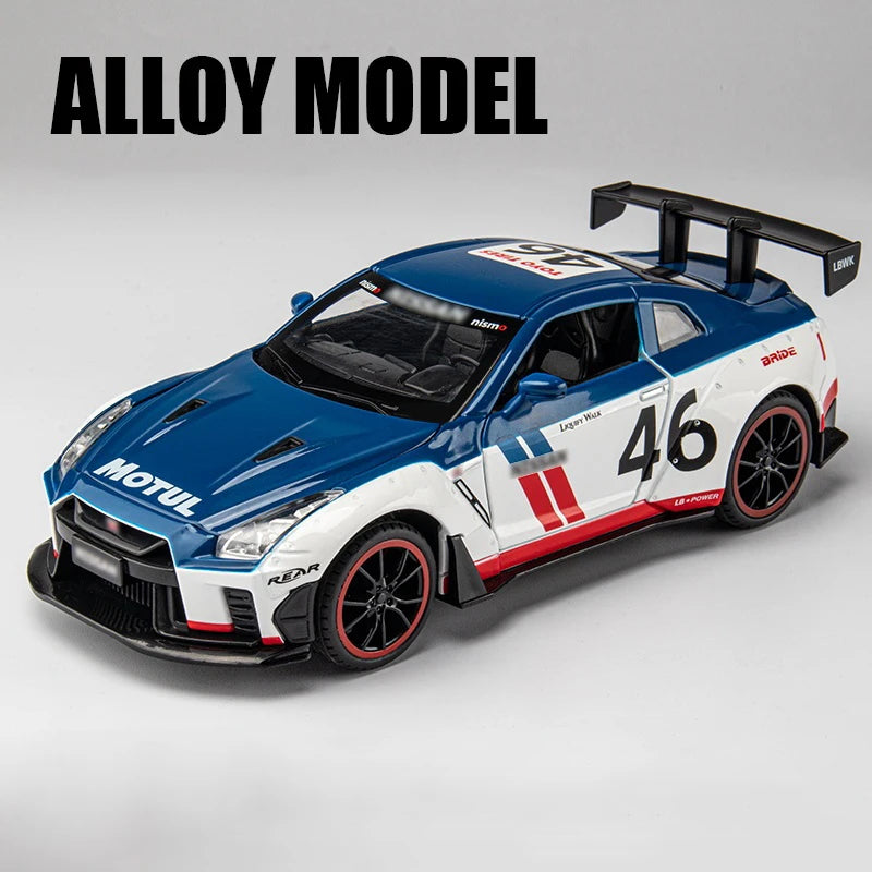Nissan Skyline Ares GTR R35 Diecasts e veículos de brinquedo, modelo de carro de brinquedo de metal, simulação de alta qualidade, coleção de brinquedos para crianças