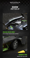Carro de corrida elétrico de controle remoto de alta velocidade com 4 canais, modelo de veículo esportivo para meninos e crianças, presente de aniversário