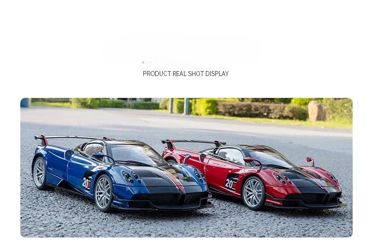 Pagani Huayra BC Blu Francia/Candy Blue com detalhes em carbono, modelo de carro 1/18 da Autoart