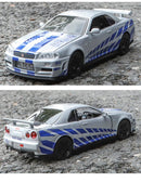 GTR R34 SKYLINE Liga Rápida Simulação Carro Modelo Diecasts & Veículos de Brinquedo e Carros Decoração Brinquedos para Crianças