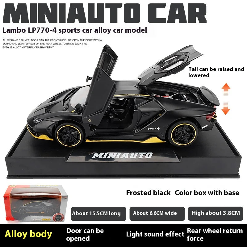 Lamborghini Centenario Lp770 diecast  modelo carros liga automóveis brinquedos presente para crianças puxar para trás luz música