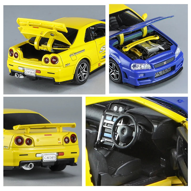 GTR R34 SKYLINE Liga Rápida Simulação Carro Modelo Diecasts & Veículos de Brinquedo e Carros Decoração Brinquedos para Crianças