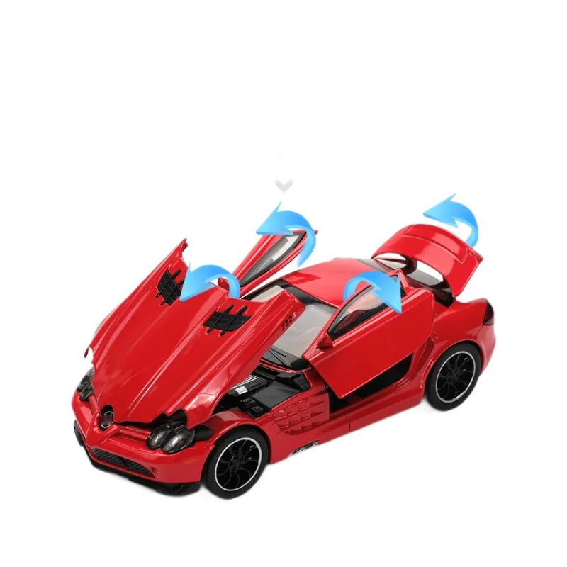 SLR 772S Modelo de carro de brinquedo Corpo de liga Pneus de borracha Diecast Supercarros Modelos Portas abertas Som Luz Brinquedos para crianças Presentes
